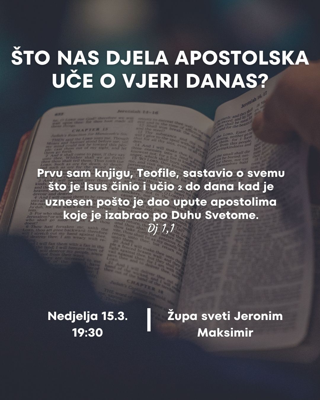 Kateheze za mlade - Od straha do hrabrosti: što nas Djela apostolska uče o vjeri danas?