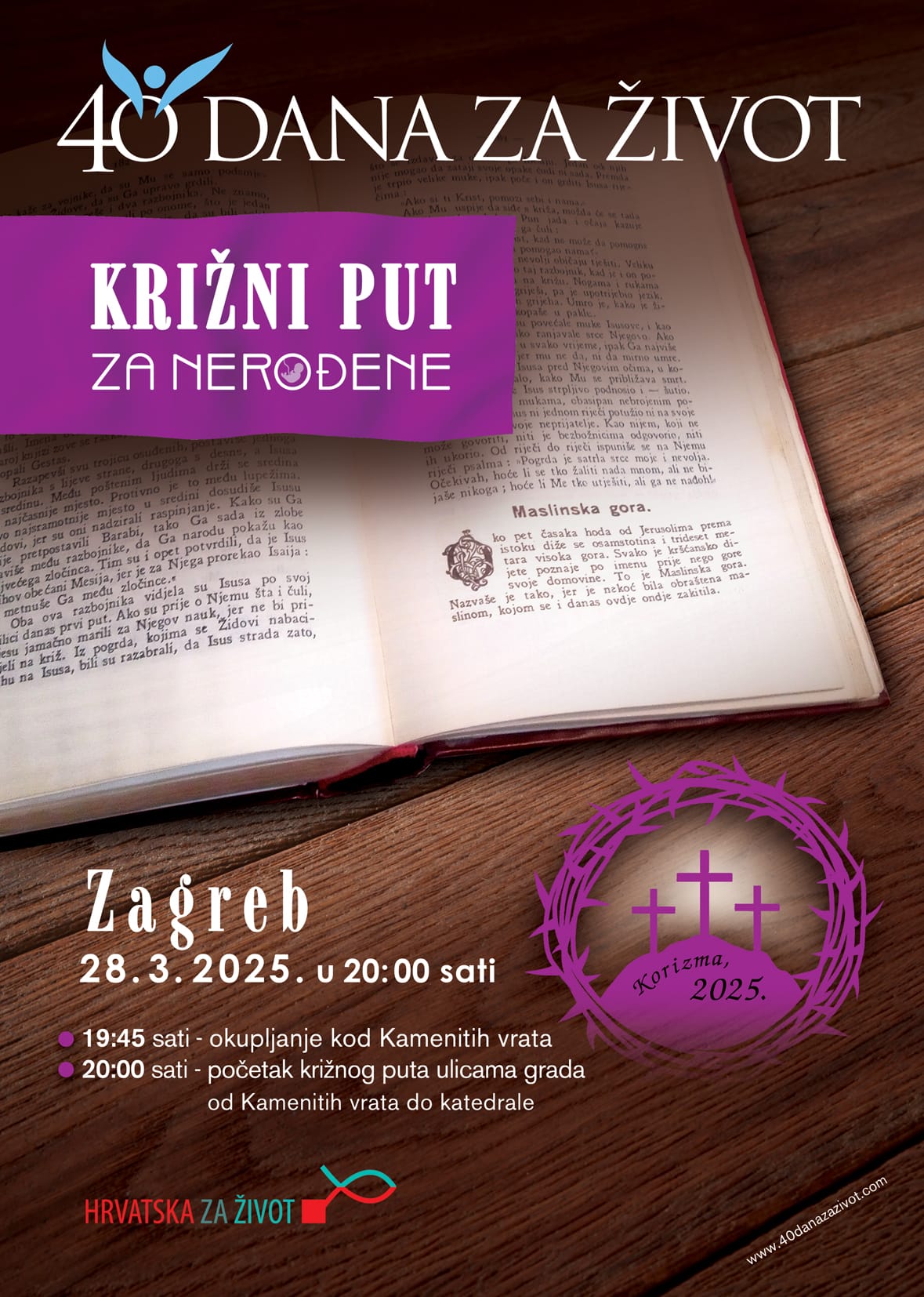 KRIŽNI PUT za nerođene ulicama grada Zagreba, 28. ožujka 2025.